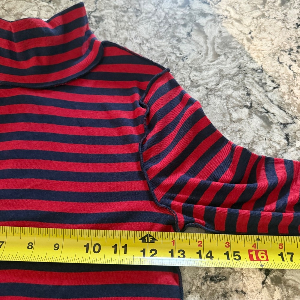 We The Free Free People Americana Combo Striped Turtleneck Red Blue Small NWT - Picture 9 of 11